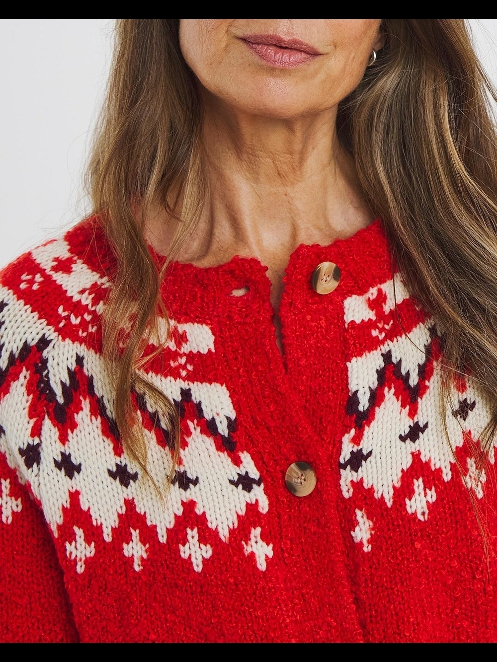 Style & Co. Red Fair Isle Button-Up Cardigan - Picture 2 of 7